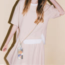 For Samsung Galaxy S21 FE Electroplating Pattern IMD TPU Shockproof Case with Neck Lanyard(Milky Way White Marble)