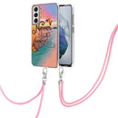 For Samsung Galaxy S21 FE Electroplating Pattern IMD TPU Shockproof Case with Neck Lanyard(Dream Chasing Butterfly)