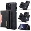 For iPhone 13 Pro DG.MING M2 Series 3-Fold Card Bag + Magnetic Shockproof Case with Wallet & Holder Function (Black)