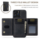 For iPhone 13 Pro DG.MING M2 Series 3-Fold Card Bag + Magnetic Shockproof Case with Wallet & Holder Function (Black)