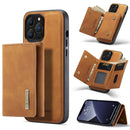 DG.MING M1 Series 3-Fold Multi Card Wallet + Magnetic Shockproof Case with Holder Function For iPhone 13 Pro Max(Brown)