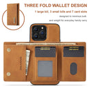 DG.MING M1 Series 3-Fold Multi Card Wallet + Magnetic Shockproof Case with Holder Function For iPhone 13 Pro Max(Brown)