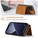 DG.MING M1 Series 3-Fold Multi Card Wallet + Magnetic Shockproof Case with Holder Function For iPhone 13 Pro Max(Brown)