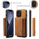 DG.MING M1 Series 3-Fold Multi Card Wallet + Magnetic Shockproof Case with Holder Function For iPhone 13 Pro Max(Brown)