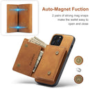 DG.MING M1 Series 3-Fold Multi Card Wallet + Magnetic Shockproof Case with Holder Function For iPhone 13 Pro Max(Brown)