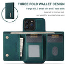 For iPhone 13 Pro Max DG.MING M1 Series 3-Fold Multi Card Wallet + Magnetic Shockproof Case with Holder Function (Green)