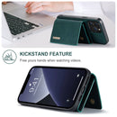 For iPhone 13 Pro Max DG.MING M1 Series 3-Fold Multi Card Wallet + Magnetic Shockproof Case with Holder Function (Green)