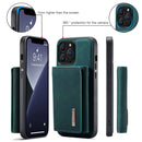 For iPhone 13 Pro Max DG.MING M1 Series 3-Fold Multi Card Wallet + Magnetic Shockproof Case with Holder Function (Green)