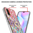 For Xiaomi Redmi 9A Electroplating Pattern IMD TPU Shockproof Case with Rhinestone Ring Holder(Colorful Scales)