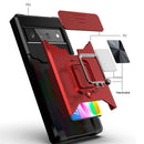 For Google Pixel 6 Sliding Camera Cover Design PC + TPU Shockproof Case with Ring Holder & Card Slot(Black)