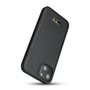 Fierre Shann Leather Texture Phone Back Cover Case For iPhone 13(Cowhide Black)