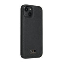 Fierre Shann Leather Texture Phone Back Cover Case For iPhone 13(Lychee Black)