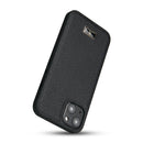 Fierre Shann Leather Texture Phone Back Cover Case For iPhone 13(Lychee Black)