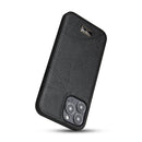 Fierre Shann Leather Texture Phone Back Cover Case For iPhone 13 Pro(Ox Tendon Black)