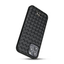 Fierre Shann Leather Texture Phone Back Cover Case For iPhone 13 Pro(Woven Black)