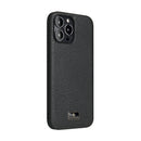 Fierre Shann Leather Texture Phone Back Cover Case For iPhone 13 Pro(Cowhide Black)
