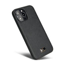 Fierre Shann Leather Texture Phone Back Cover Case For iPhone 13 Pro(Lychee Black)