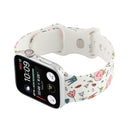 8-buckle Printed Strap Watch Band For Apple Watch Series 7 41mm / 6 & SE & 5 & 4 40mm / 3 & 2 & 1 38mm(White Background Crown)