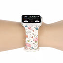 8-buckle Printed Strap Watch Band For Apple Watch Series 7 41mm / 6 & SE & 5 & 4 40mm / 3 & 2 & 1 38mm(White Background Crown)