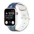 8-buckle Printed Strap Watch Band For Apple Watch Series 7 41mm / 6 & SE & 5 & 4 40mm / 3 & 2 & 1 38mm(Blue)