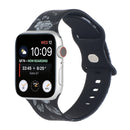 8-buckle Printed Strap Watch Band For Apple Watch Series 7 41mm / 6 & SE & 5 & 4 40mm / 3 & 2 & 1 38mm(Black Background White Flower)