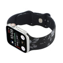 8-buckle Printed Strap Watch Band For Apple Watch Series 7 41mm / 6 & SE & 5 & 4 40mm / 3 & 2 & 1 38mm(Black Background White Flower)