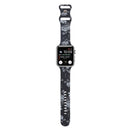 8-buckle Printed Strap Watch Band For Apple Watch Series 7 41mm / 6 & SE & 5 & 4 40mm / 3 & 2 & 1 38mm(Black Background White Flower)