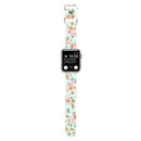 8-buckle Printed Strap Watch Band For Apple Watch Series 7 41mm / 6 & SE & 5 & 4 40mm / 3 & 2 & 1 38mm(Green Background Rose)