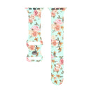 8-buckle Printed Strap Watch Band For Apple Watch Series 7 41mm / 6 & SE & 5 & 4 40mm / 3 & 2 & 1 38mm(Green Background Rose)