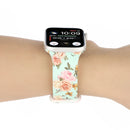 8-buckle Printed Strap Watch Band For Apple Watch Series 7 41mm / 6 & SE & 5 & 4 40mm / 3 & 2 & 1 38mm(Green Background Rose)