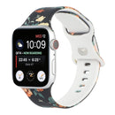 8-buckle Printed Strap Watch Band For Apple Watch Series 7 41mm / 6 & SE & 5 & 4 40mm / 3 & 2 & 1 38mm(Black Background Rose)