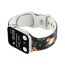 8-buckle Printed Strap Watch Band For Apple Watch Series 7 41mm / 6 & SE & 5 & 4 40mm / 3 & 2 & 1 38mm(Black Background Rose)