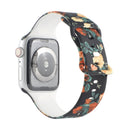 8-buckle Printed Strap Watch Band For Apple Watch Series 7 41mm / 6 & SE & 5 & 4 40mm / 3 & 2 & 1 38mm(Black Background Rose)
