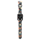 8-buckle Printed Strap Watch Band For Apple Watch Series 7 41mm / 6 & SE & 5 & 4 40mm / 3 & 2 & 1 38mm(Black Background Rose)