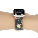 8-buckle Printed Strap Watch Band For Apple Watch Series 7 41mm / 6 & SE & 5 & 4 40mm / 3 & 2 & 1 38mm(Black Background Rose)