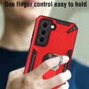For Samsung Galaxy S21 FE PC + TPU Protective Case with 360 Degrees Rotatable Ring Holder(Dark Green)