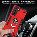 For Samsung Galaxy S21 FE PC + TPU Protective Case with 360 Degrees Rotatable Ring Holder(Dark Green)