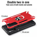 For Samsung Galaxy S21 FE PC + TPU Protective Case with 360 Degrees Rotatable Ring Holder(Dark Green)