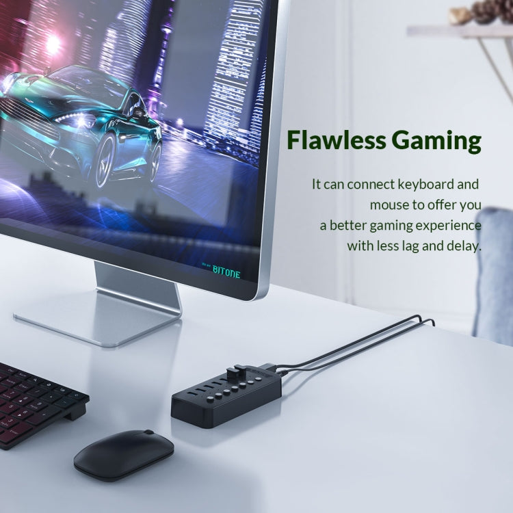 ORICO CT2U3-10AB-WH 10 In 1 Plastic Stripes Multi-Port USB HUB with Individual Switches, UK Plug(White)