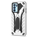 For OPPO Reno6 Pro 5G Shockproof TPU + PC Protective Case with Holder(Silver)
