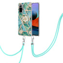 For Xiaomi Redmi Note 10 Pro/ 10 Pro Max Electroplating Splicing Marble Flower Pattern TPU Shockproof Case with Lanyard(Blue Flower)