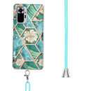 For Xiaomi Redmi Note 10 Pro/ 10 Pro Max Electroplating Splicing Marble Flower Pattern TPU Shockproof Case with Lanyard(Blue Flower)