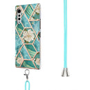 For LG Velvet 4G / Velvet 5G / G9 Electroplating Splicing Marble Flower Pattern TPU Shockproof Case with Lanyard(Blue Flower)