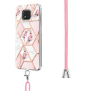 For Motorola Moto G Power 2021 Electroplating Splicing Marble Flower Pattern TPU Shockproof Case with Lanyard(Pink Flower)