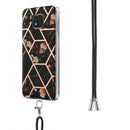 For Motorola Moto G Power 2021 Electroplating Splicing Marble Flower Pattern TPU Shockproof Case with Lanyard(Black Flower)