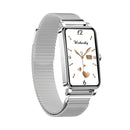 ZX19 1.45 inch HD Screen Bluetooth 5.0 IP68 Waterproof Women Smart Watch, Support Sleep Monitor / Menstrual Cycle Reminder / Heart Rate Monitor / Blood Oxygen Monitoring, Style: Milanese Strap(Silver)