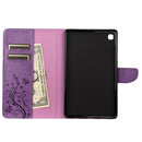 For Samsung Galaxy Tab A7 Lite / T220 Butterfly Flower Embossing Pattern Horizontal Flip Leather Case with Holder & Card Slots & Wallet(Purple)