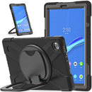 For Lenovo Tab M10 HD 2020 X306X/F Silicone + PC Protective Case with Holder & Shoulder Strap(Black)