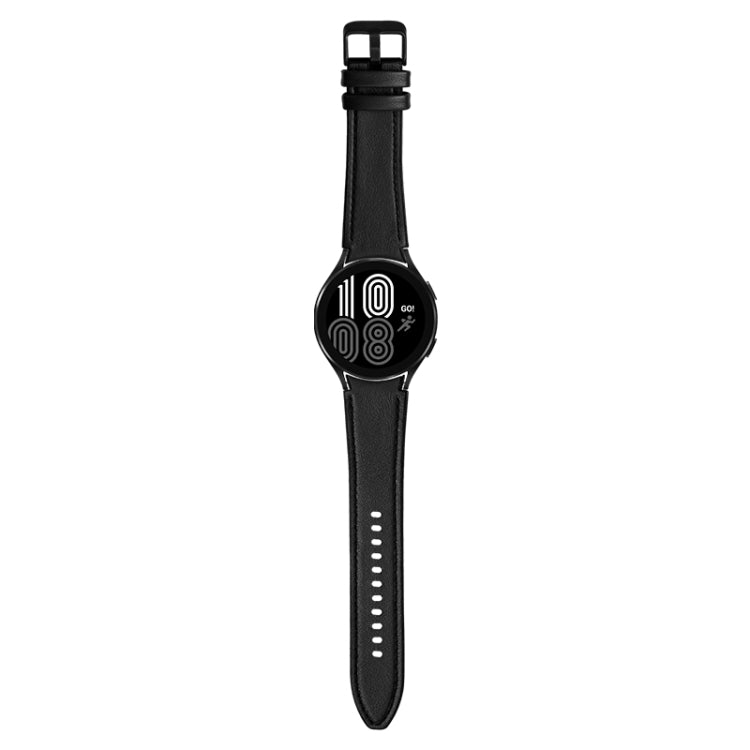 For Samsung Galaxy Watch4 Silicone + Leather Black Buckle Watch Band(Black)