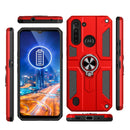 For Motorola Moto G8 Power Lite Carbon Fiber Pattern PC + TPU Protective Case with Ring Holder(Red)